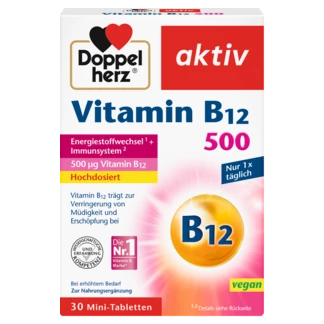 Abbildung der Produktverpackung Doppelherz aktiv Vitamin B12 500 Frontansicht